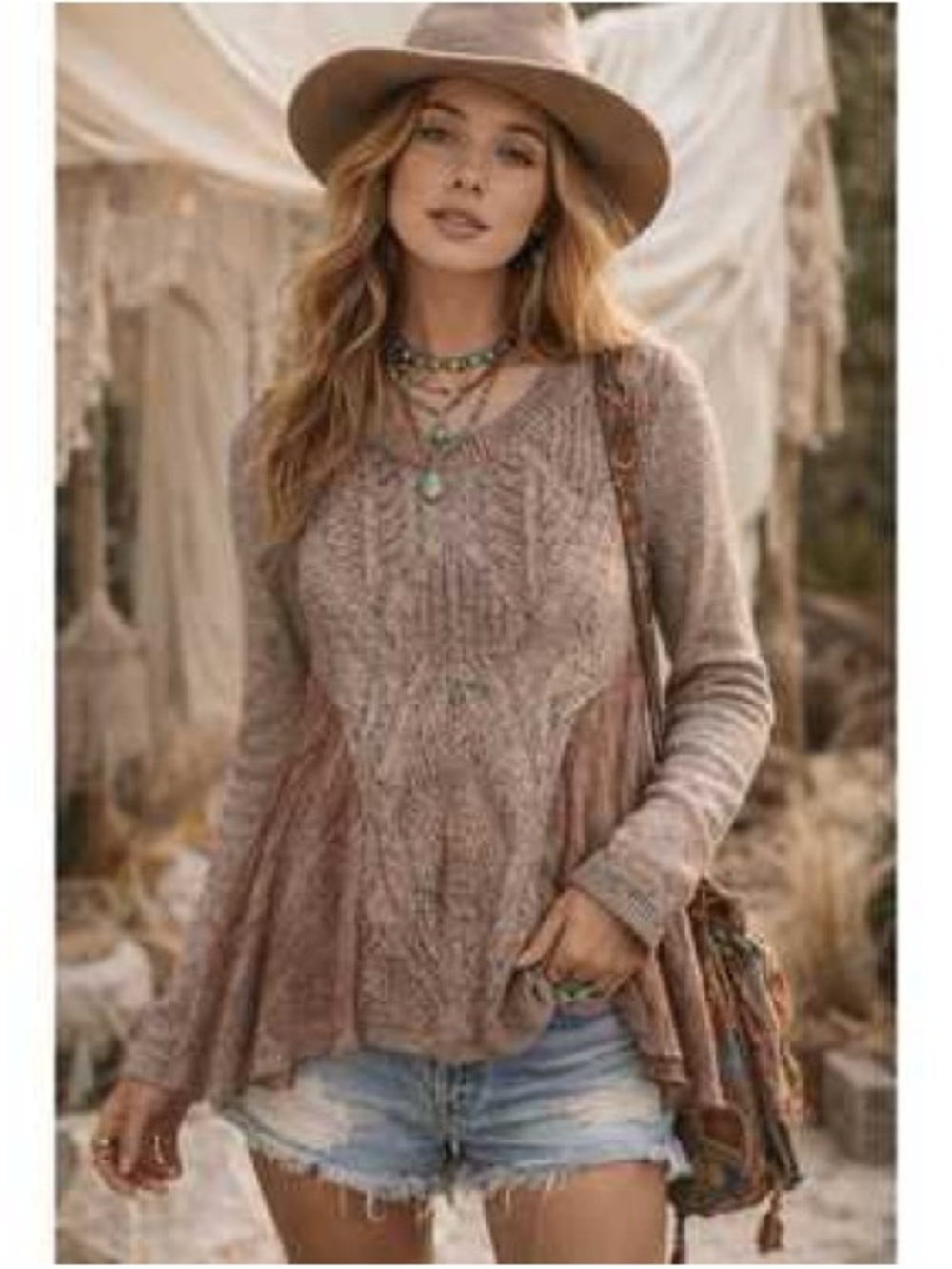 Anthropologie Gray Marled Knit Mixed-Panel Sweater